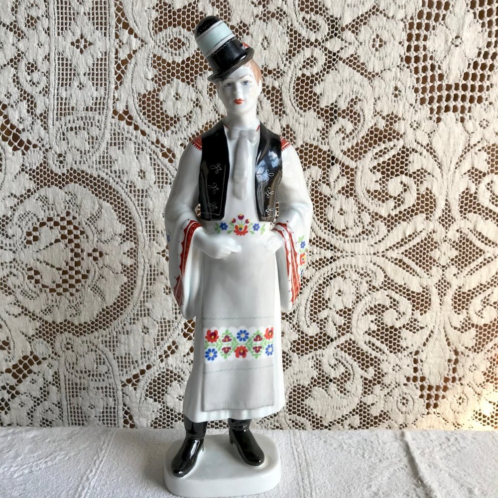 Vintage Hollohaza Peasant Man Figurine